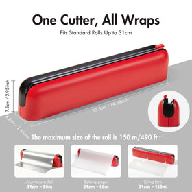Quasziwa 12-inch roll compatibility for versatile kitchen wrapping.