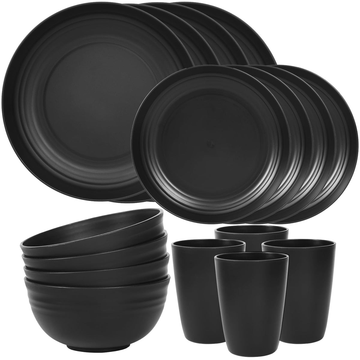 Quatish 16-piece dinnerware plates for elegant, durable dining at home or outdoors