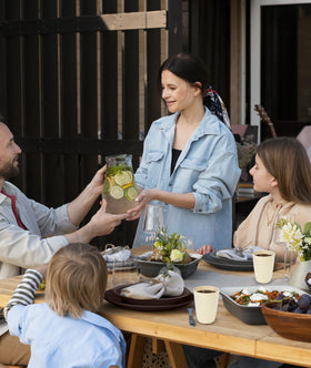 Quatish brown-toned dinnerware versatile for casual and formal settings