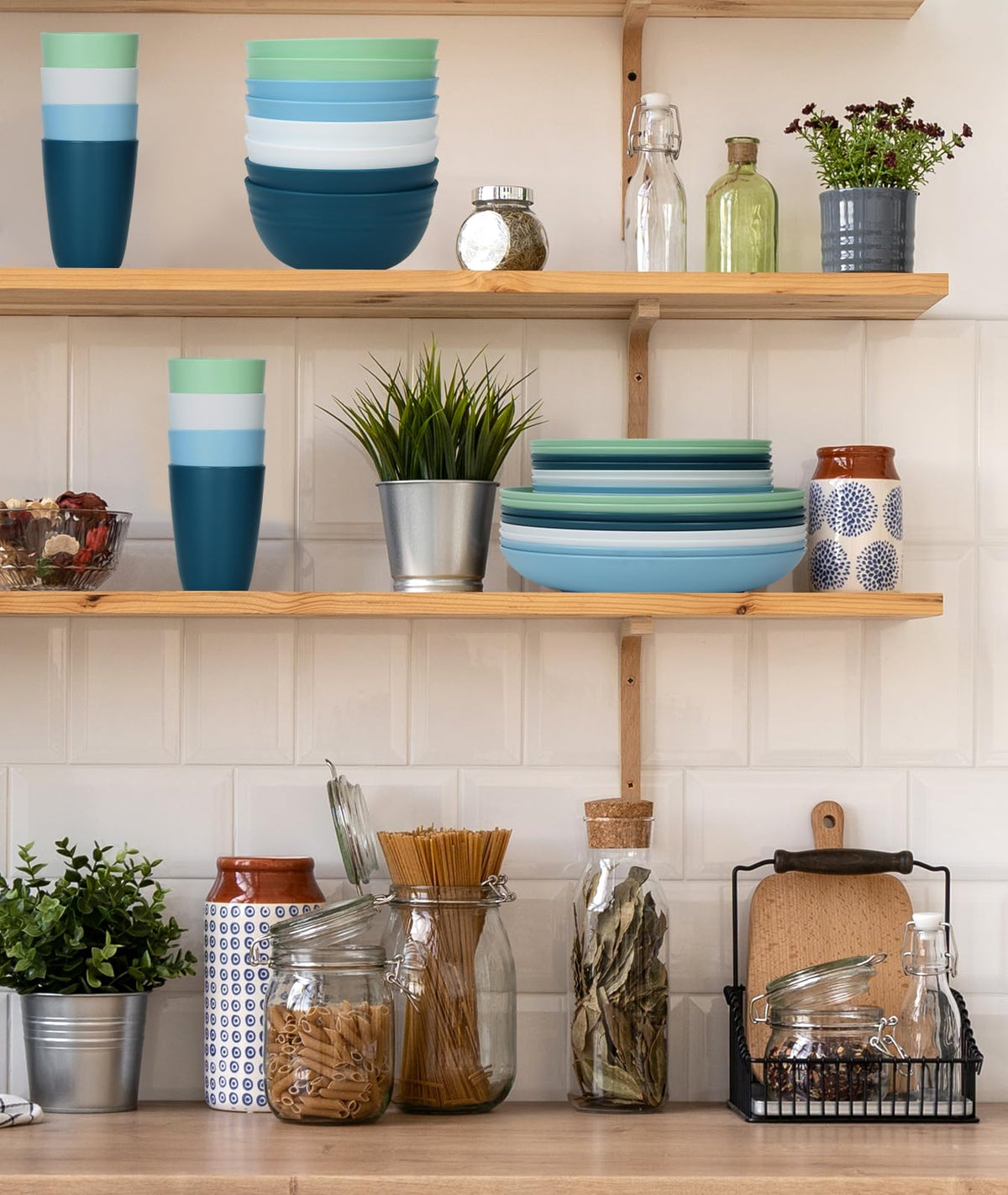 Quatish stackable design saves cabinet space without sacrificing style