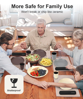Quatish stackable dinnerware collection saves cabinet space