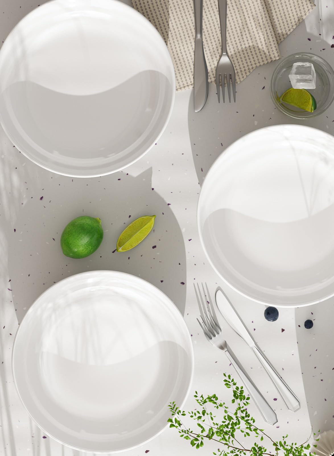 Quatish stackable bowls demonstrating space-saving storage on a shelf.
