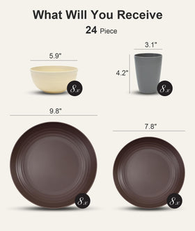 Quatish unbreakable plates and bowls, shatterproof dinnerware for family meals