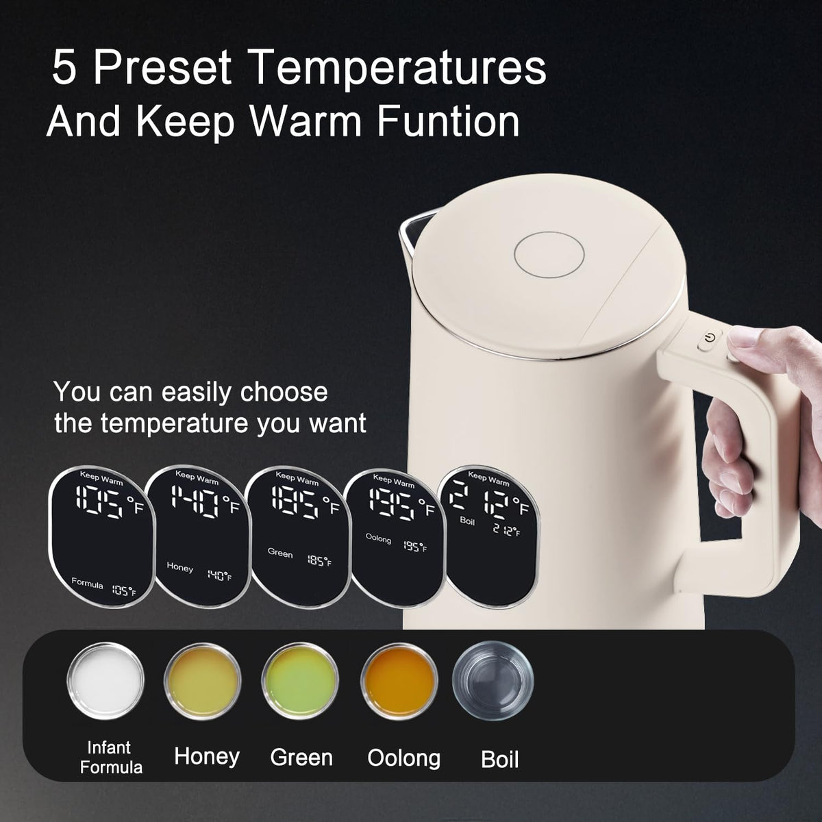 QUAXWELL 1500W fast boil for quick hot water.
