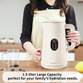 QUAXWELL LED display shows precise temperature presets for brewing.