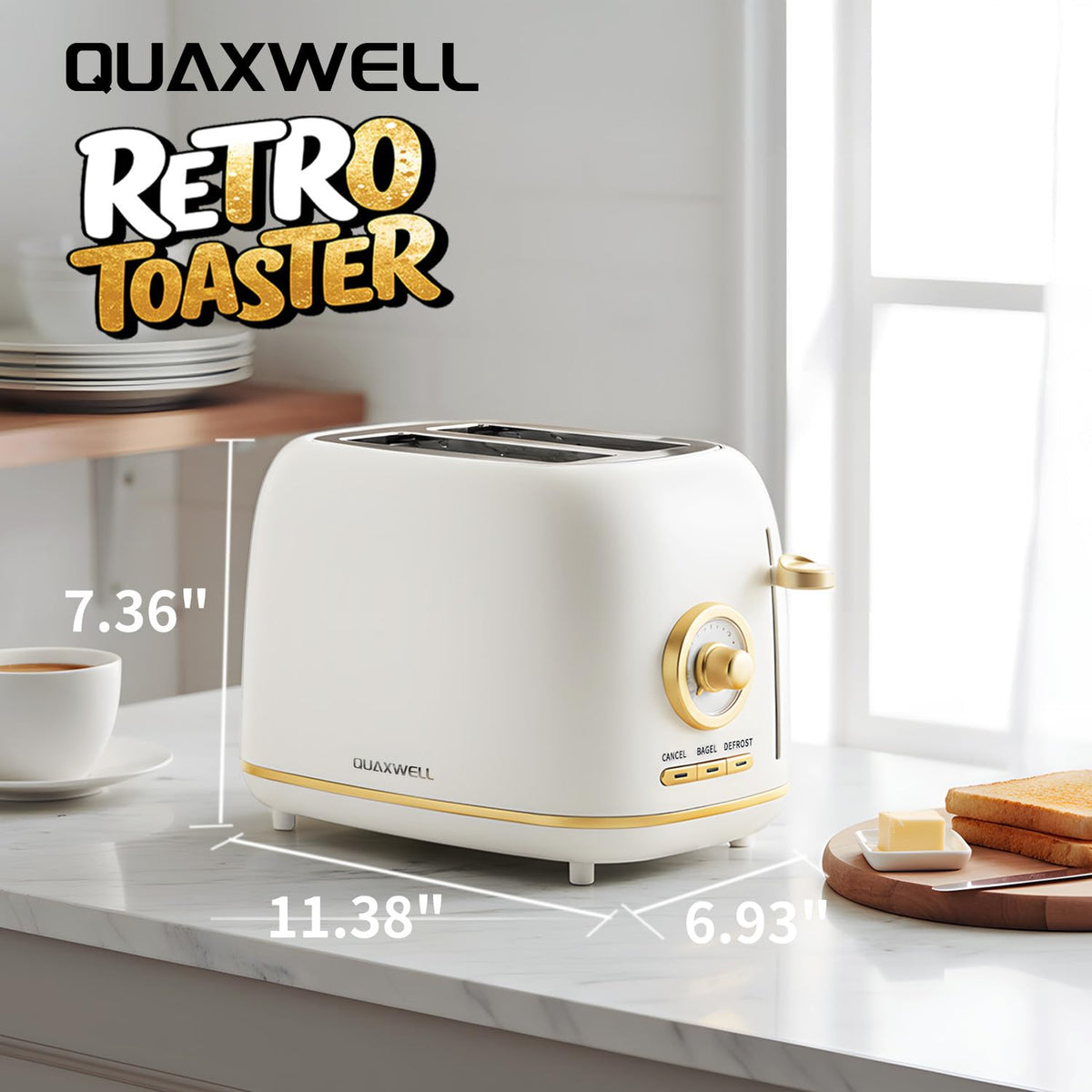 QUAXWELL toaster bagel function delivers even toast for bagel lovers.