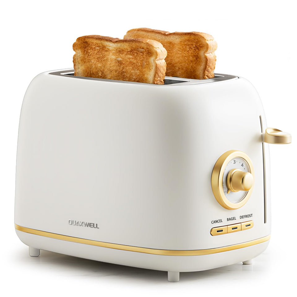 QUAXWELL toaster wide slots ideal for bagels and thick bread slices.