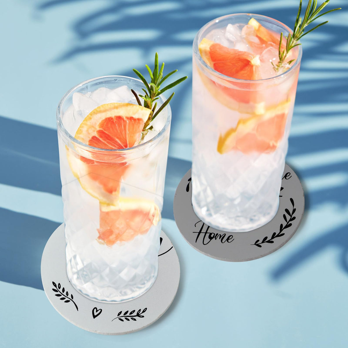 Queekay 6-piece coaster set adds rustic style to kitchen and dining areas.