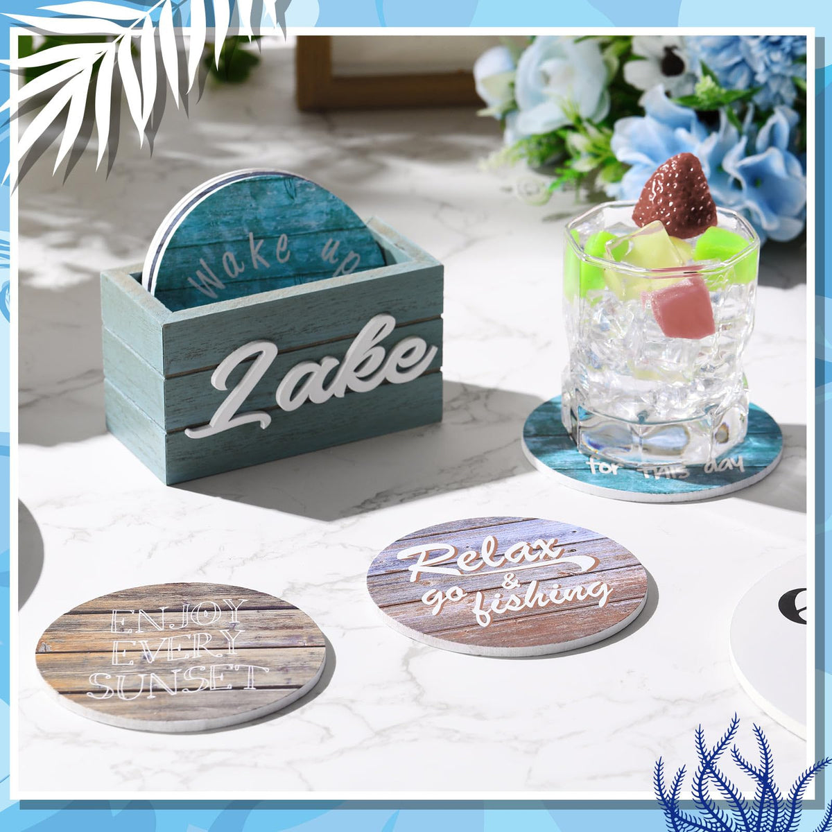 Queekay lake gift idea coasters for boating lovers