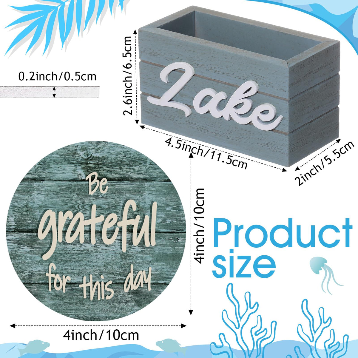 Queekay wooden 4-inch coasters capture lake life with durability