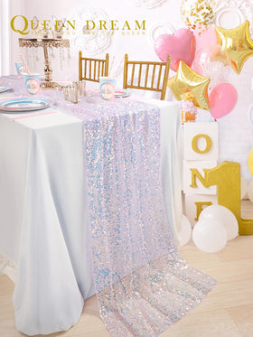 QueenDream purple sequin table runner with soft mesh backing