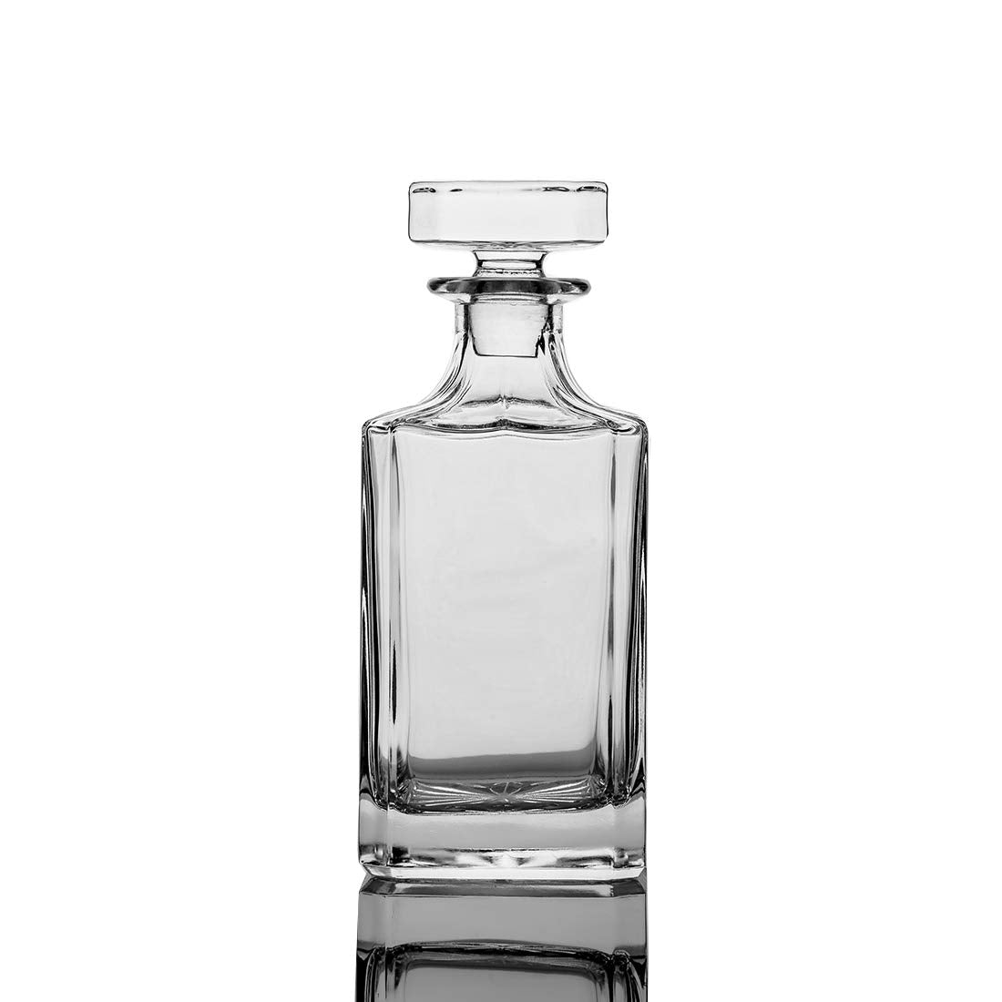 QUEEN&STONE lead-free square whiskey decanter for elegant home bar presentations.