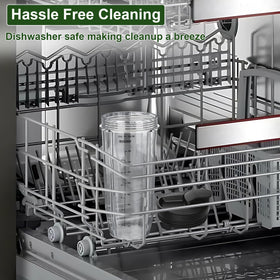 QueenTrade dishwasher-safe cups pictured with cleaning cycle icons.