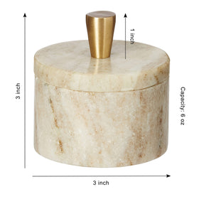 Queenza marble salt cellar on kitchen counter ready for quick seasoning tasks.