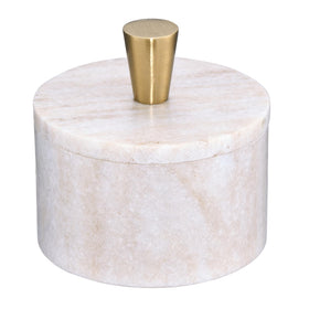 Queenza marble salt cellar with contents ready for spice storage at hand.
