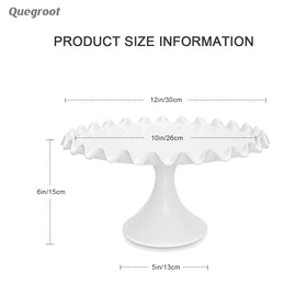 Quegroot 12-inch porcelain round cake stand side view on a table