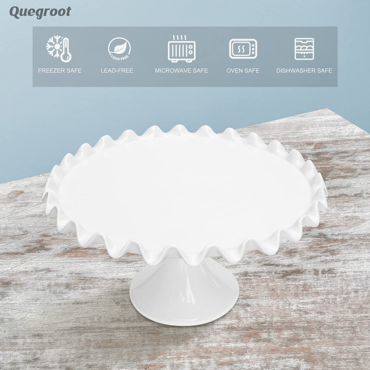 Quegroot cake stand showcases cupcakes and petit fours