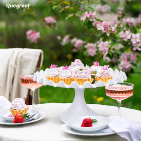 Quegroot porcelain cake stand with wavy edge detail enhances presentation