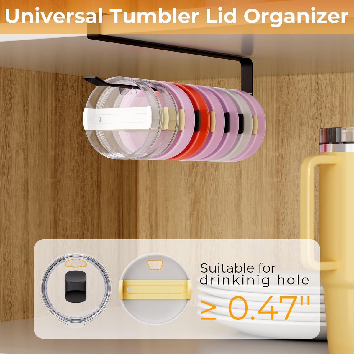 Quehun high-capacity lid storage fits Yeti and Simple Modern lids.