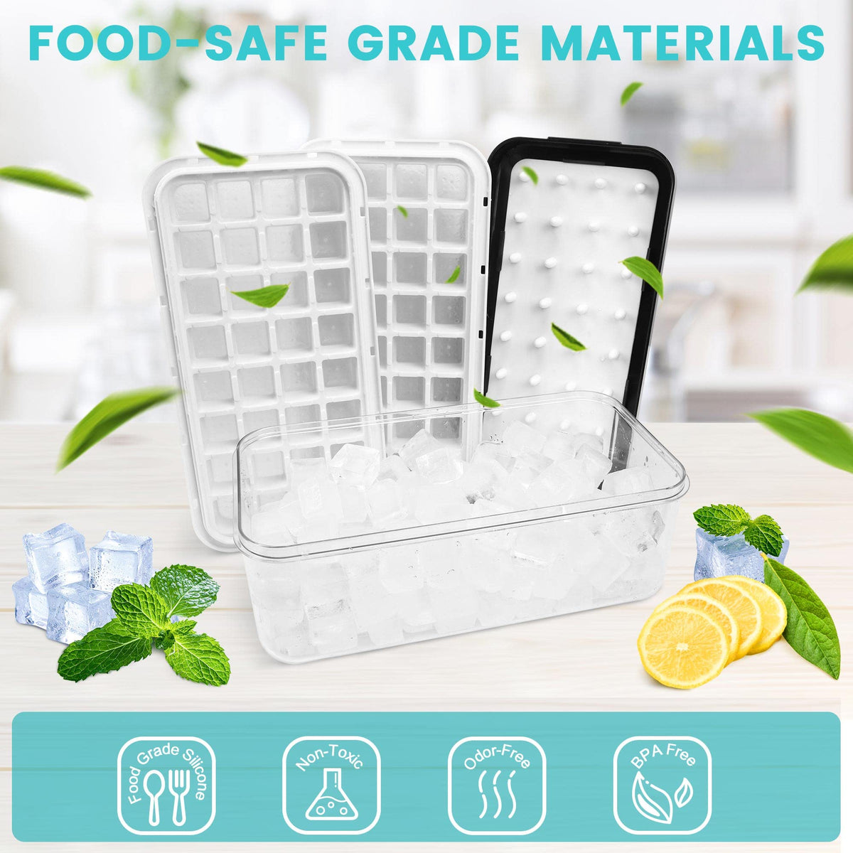QUELIEN push-release ice tray demonstrates quick unmolding.