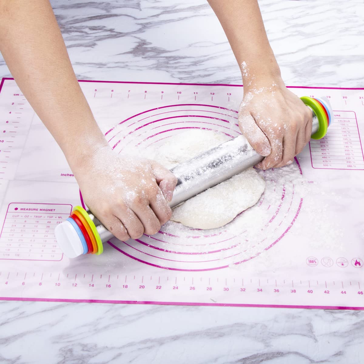 QUELLANCE pastry mat with measurements helps size dough precisely