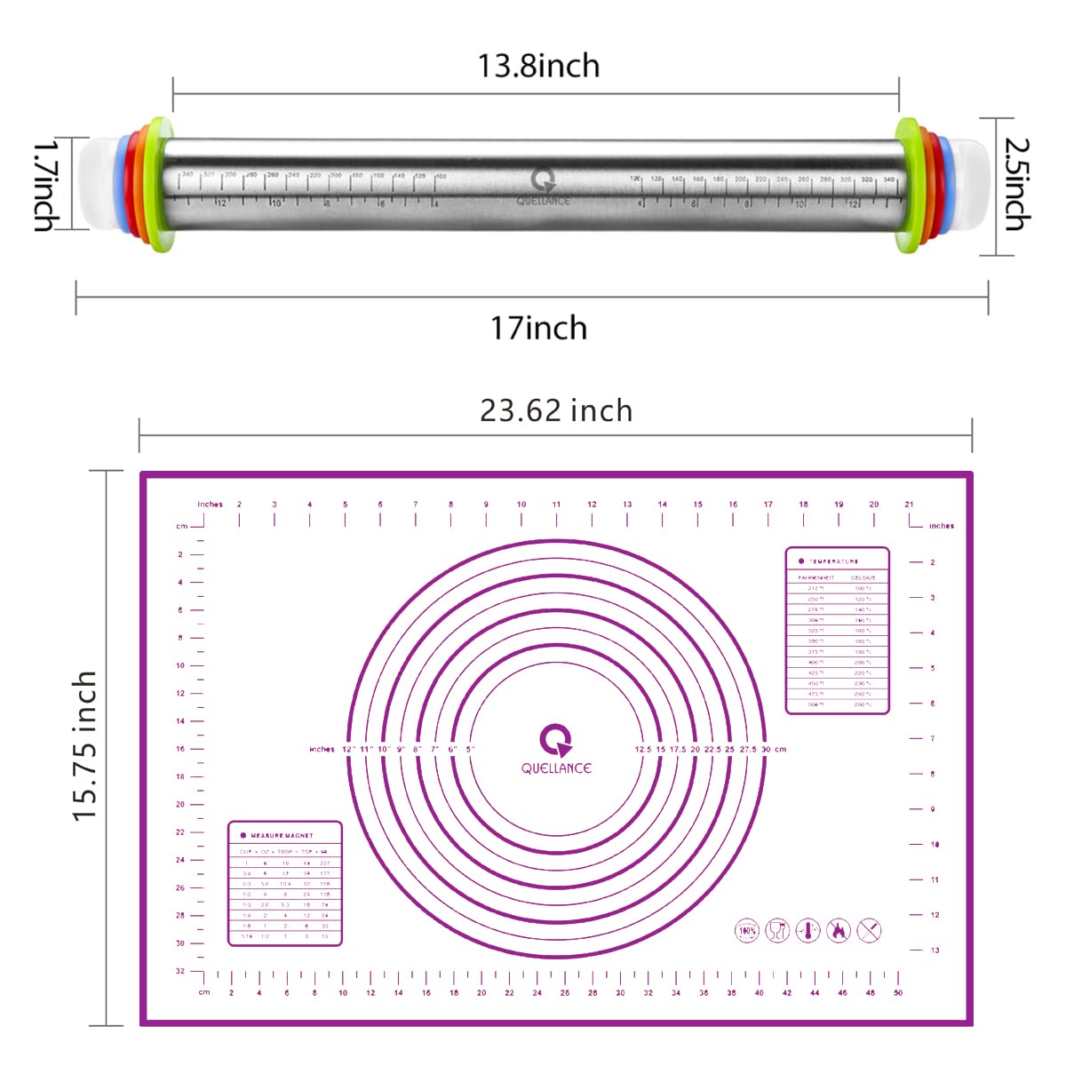 QUELLANCE removable rings allow quick thickness adjustments for recipes
