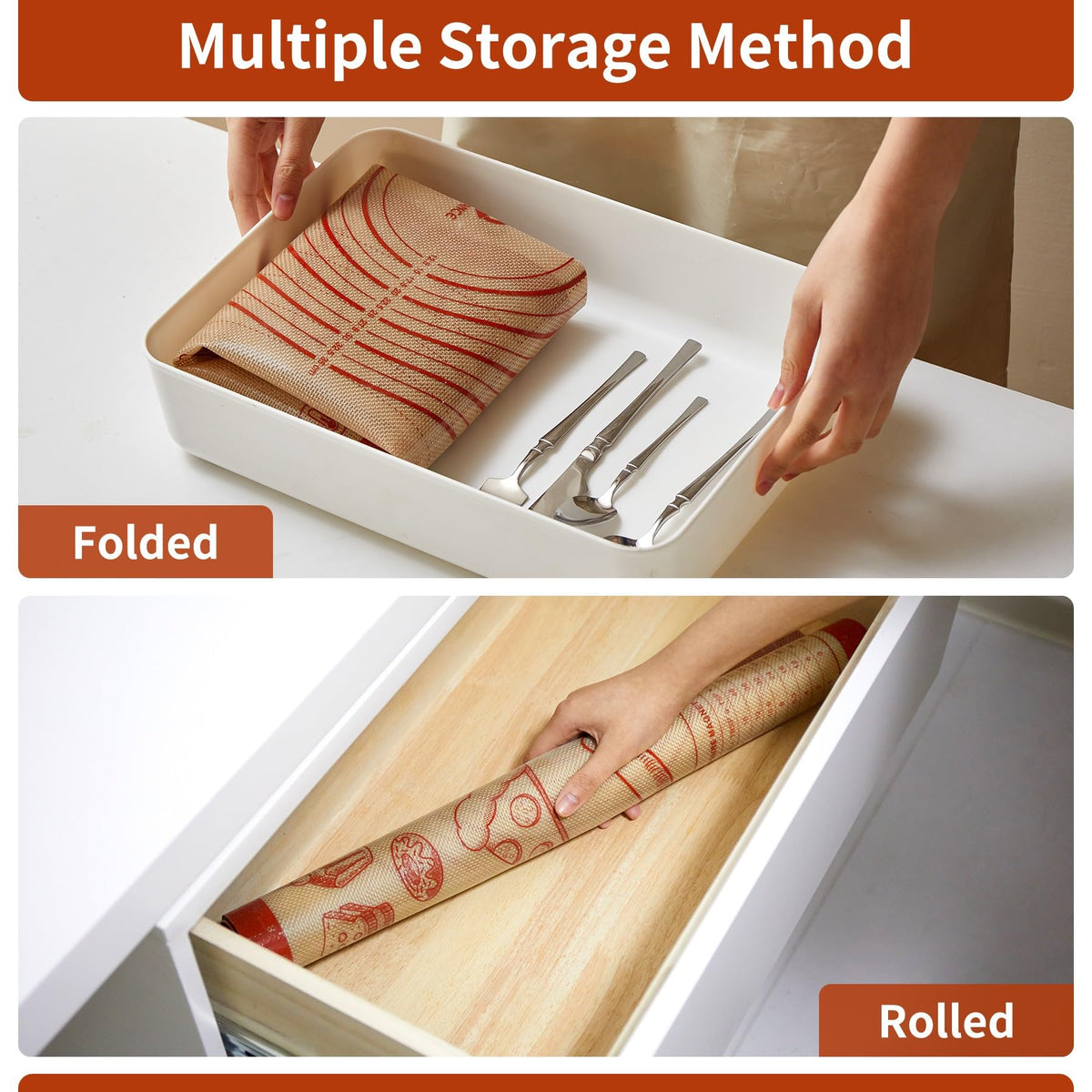 QUELLANCE silicone baking mat is versatile for pastries, pizzas, cookies, and fondant projects