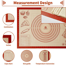 QUELLANCE silicone baking mat nonstick surface reduces flour use for cookies and fondant