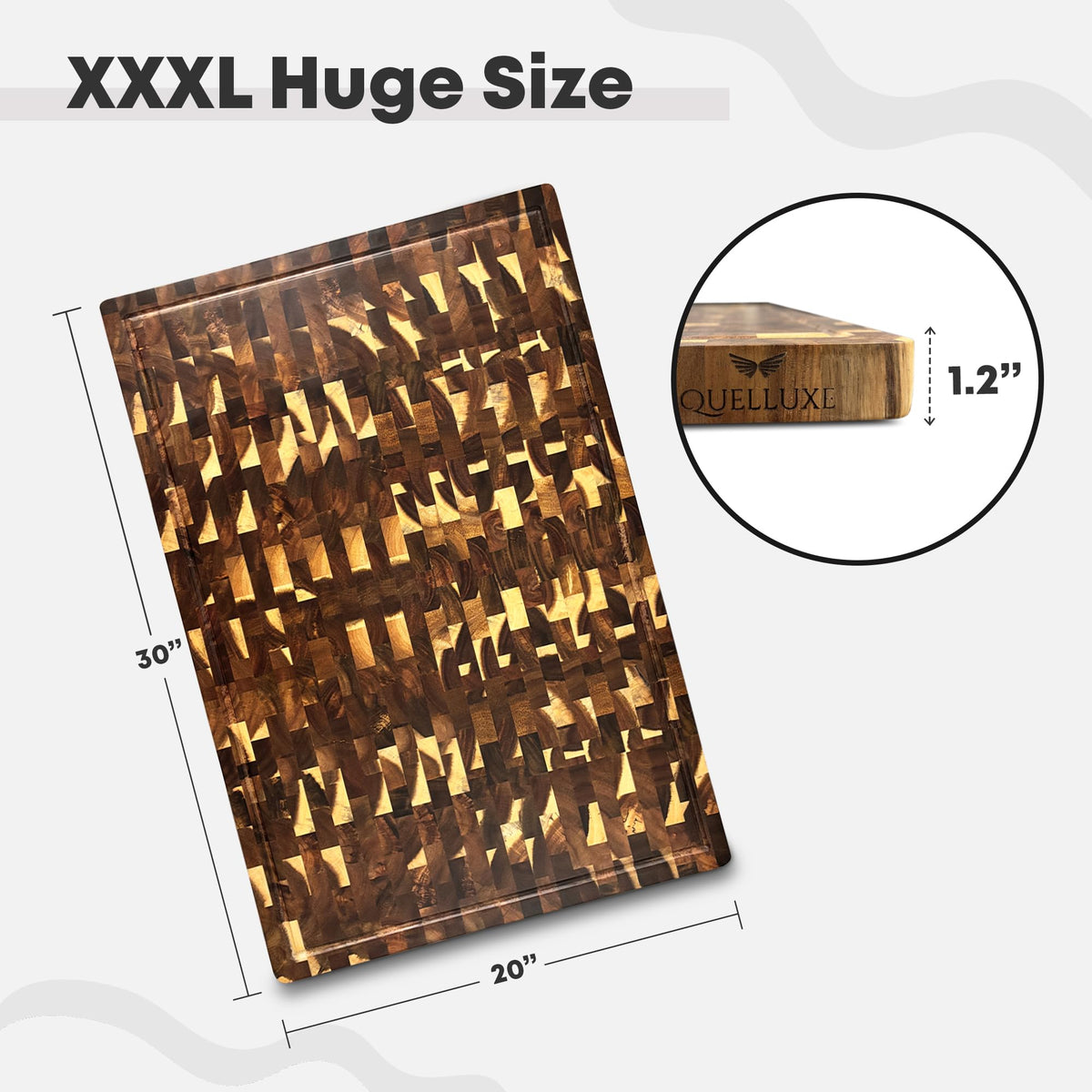QUELLUXE charcuterie board offers ample space for cheeses and bites.