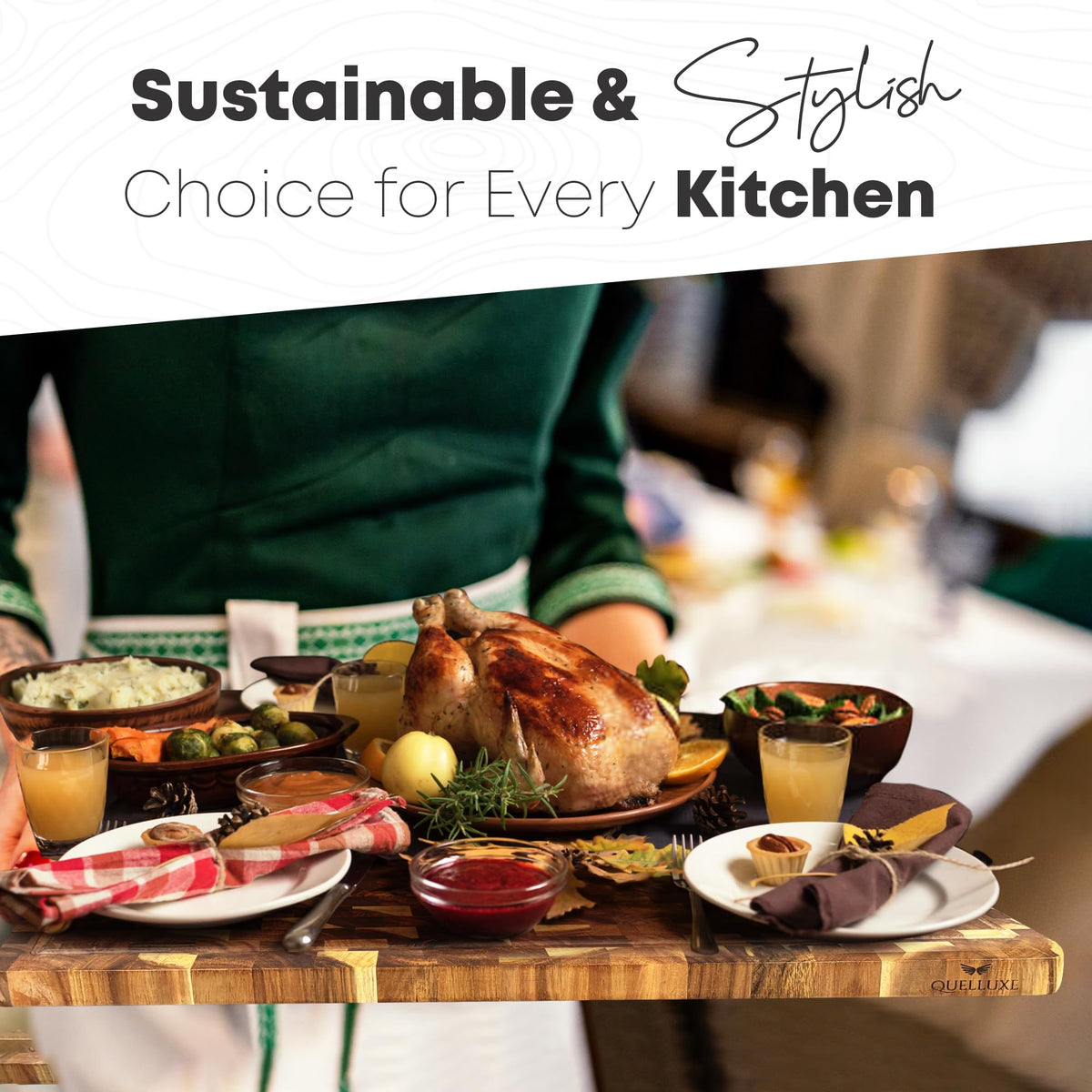 QUELLUXE large surface suited for meal prep and parties.