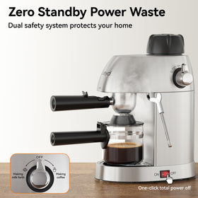 Queyd 4-cup brew capacity supports family mornings or gatherings