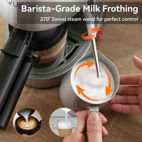 Queyd milk frother nozzle ready to craft silky cappuccino foam