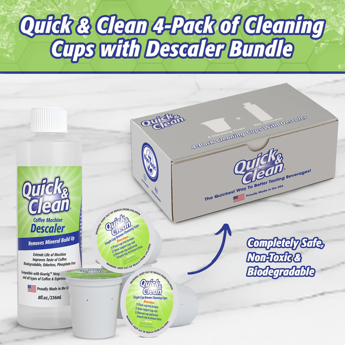Quick & Clean compact pack packaging shown for easy restock