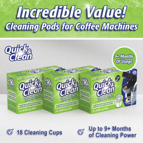 Quick & Clean K-Cup cleaner pod residue removal improves machine longevity.