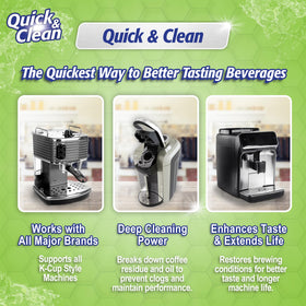 Close-up of Quick & Clean pod in a Keurig cycle removing stains.