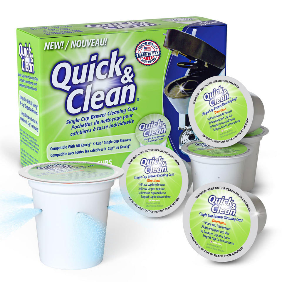Quick & Clean Keurig cleaning pods pack cleans residue to restore flavor.