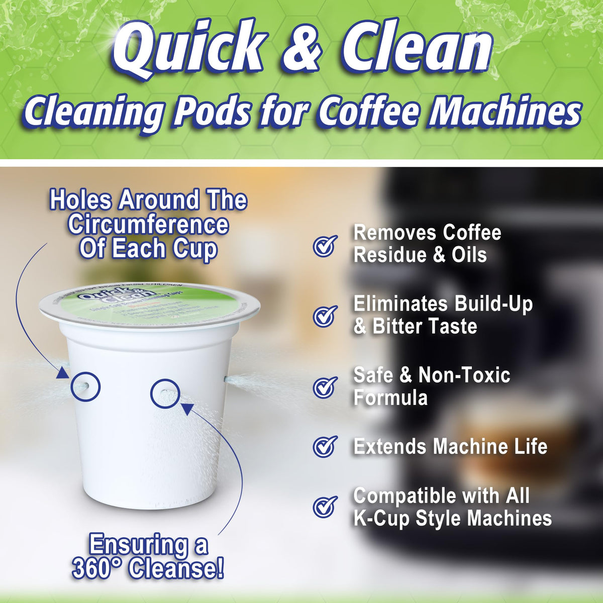 Quick & Clean formula is non toxic and safe for Keurig 2.0 machines.