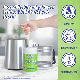 Kettle descaling with Quick & Clean universal descaler highlights appliance compatibility