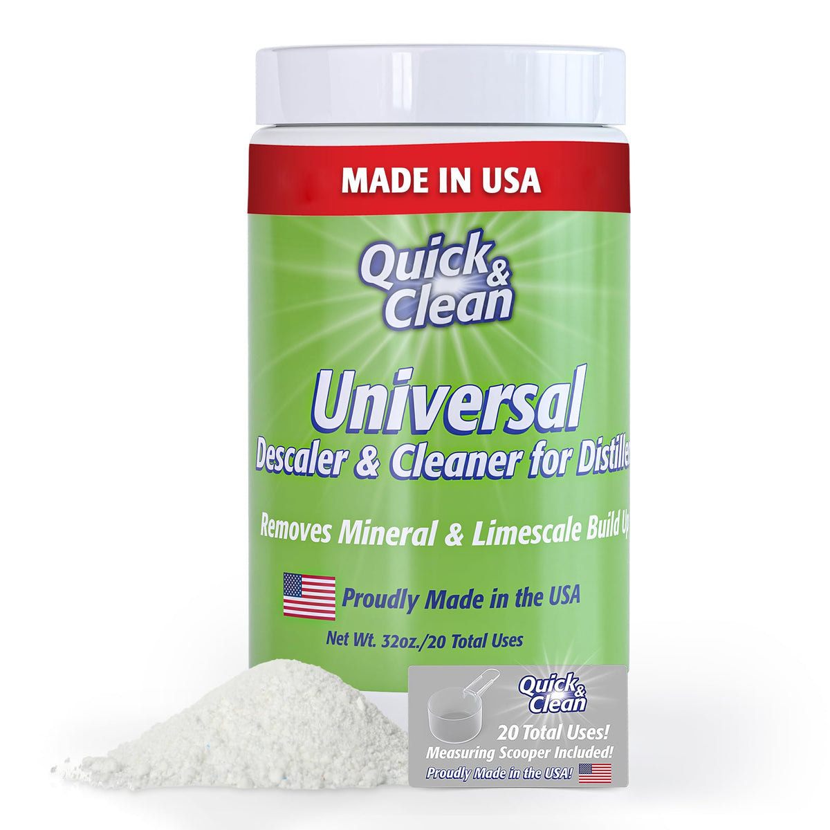 Quick & Clean universal descaler packshot front showing eco-friendly descaler packaging