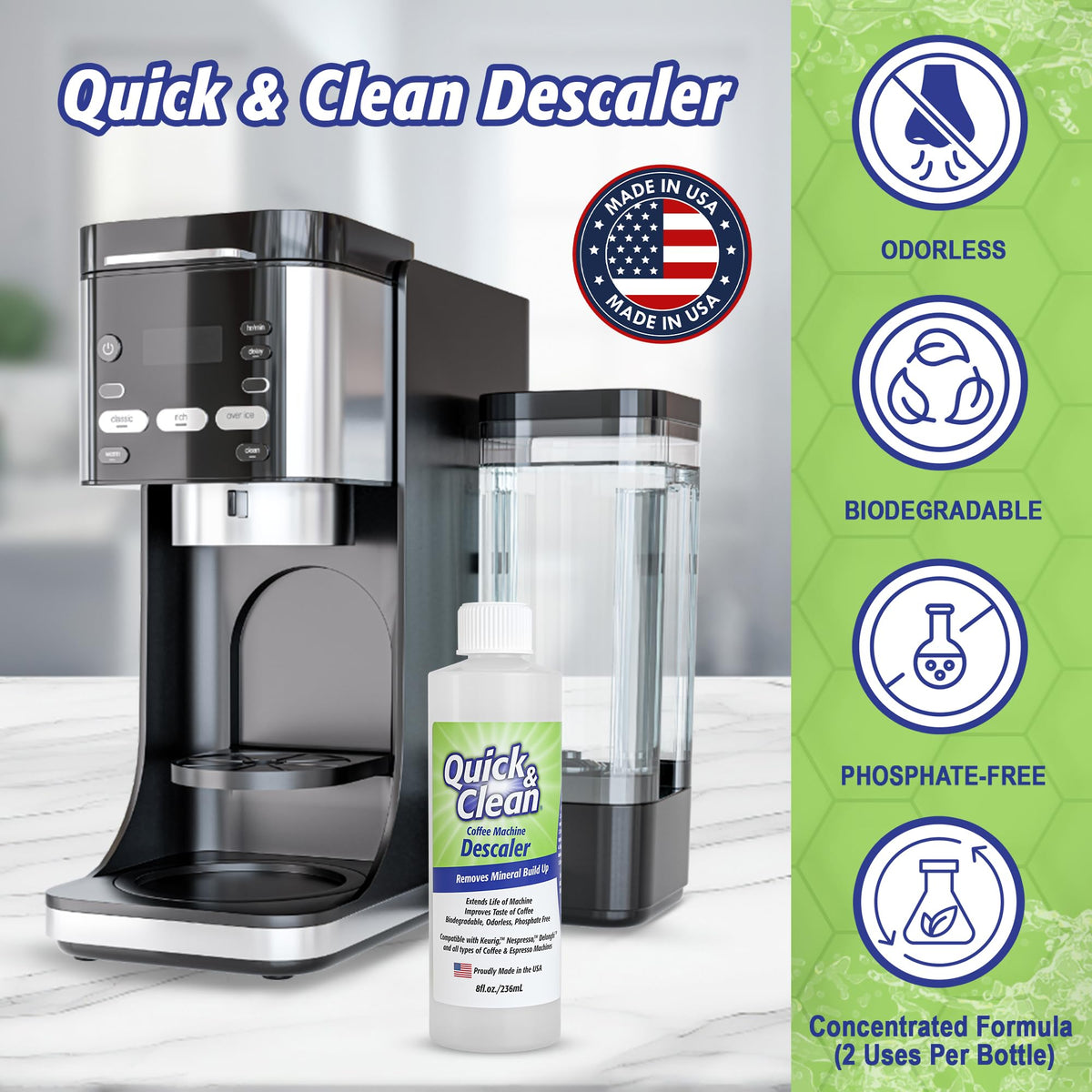 Quick & Clean USA-made label indicating domestic production