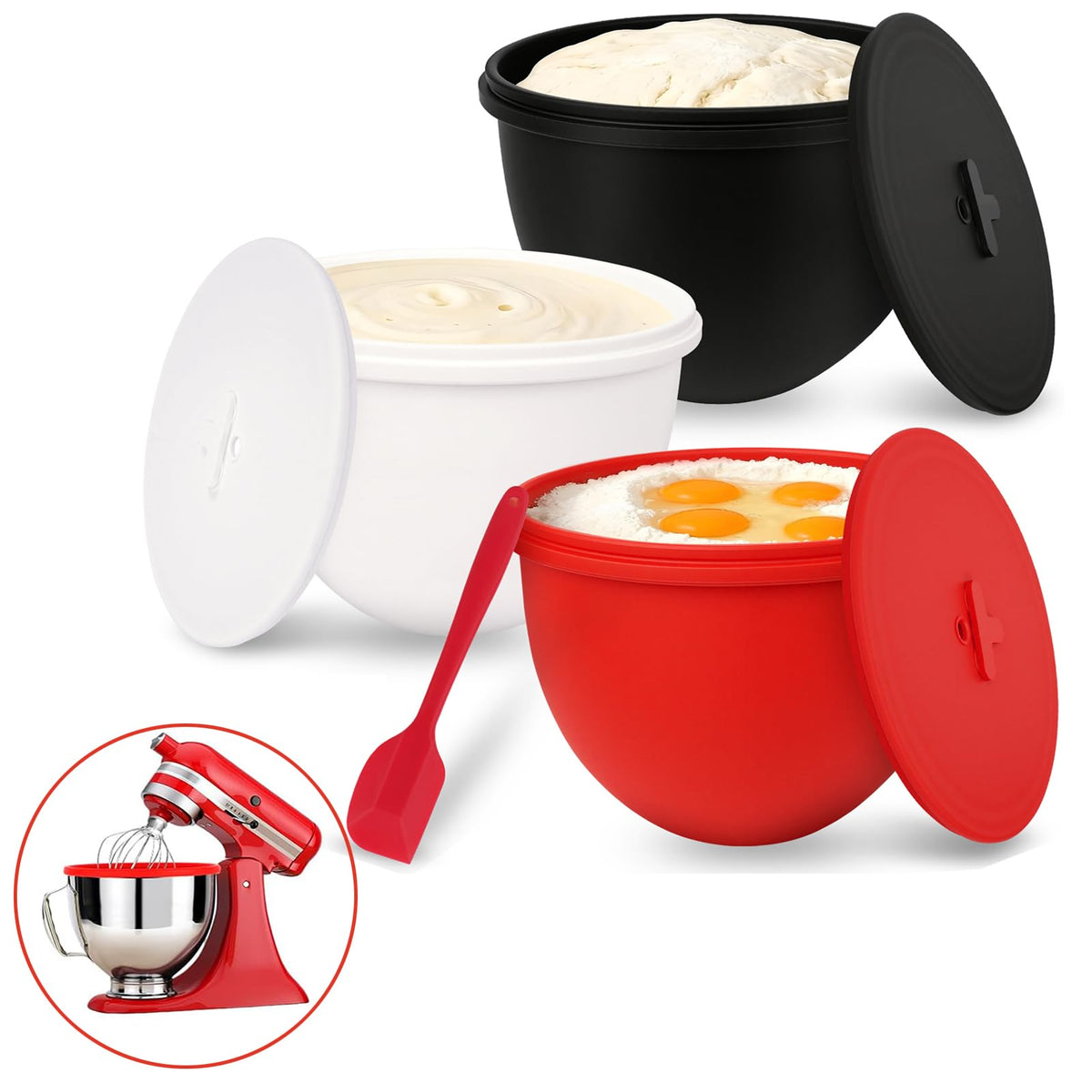 QUIENKITCH 5 Qt tilt-head liner fits securely, protecting the mixer bowl.