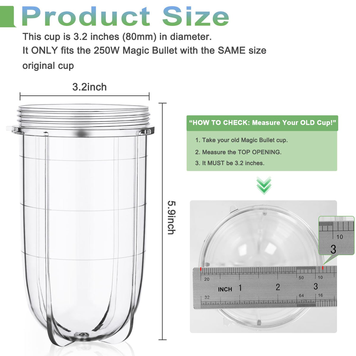 QUIENKITCH Magic Bullet 16oz cup close-up showing BPA-free durable plastic