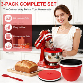 QUIENKITCH red scraper spatula included for thorough bowl scraping.