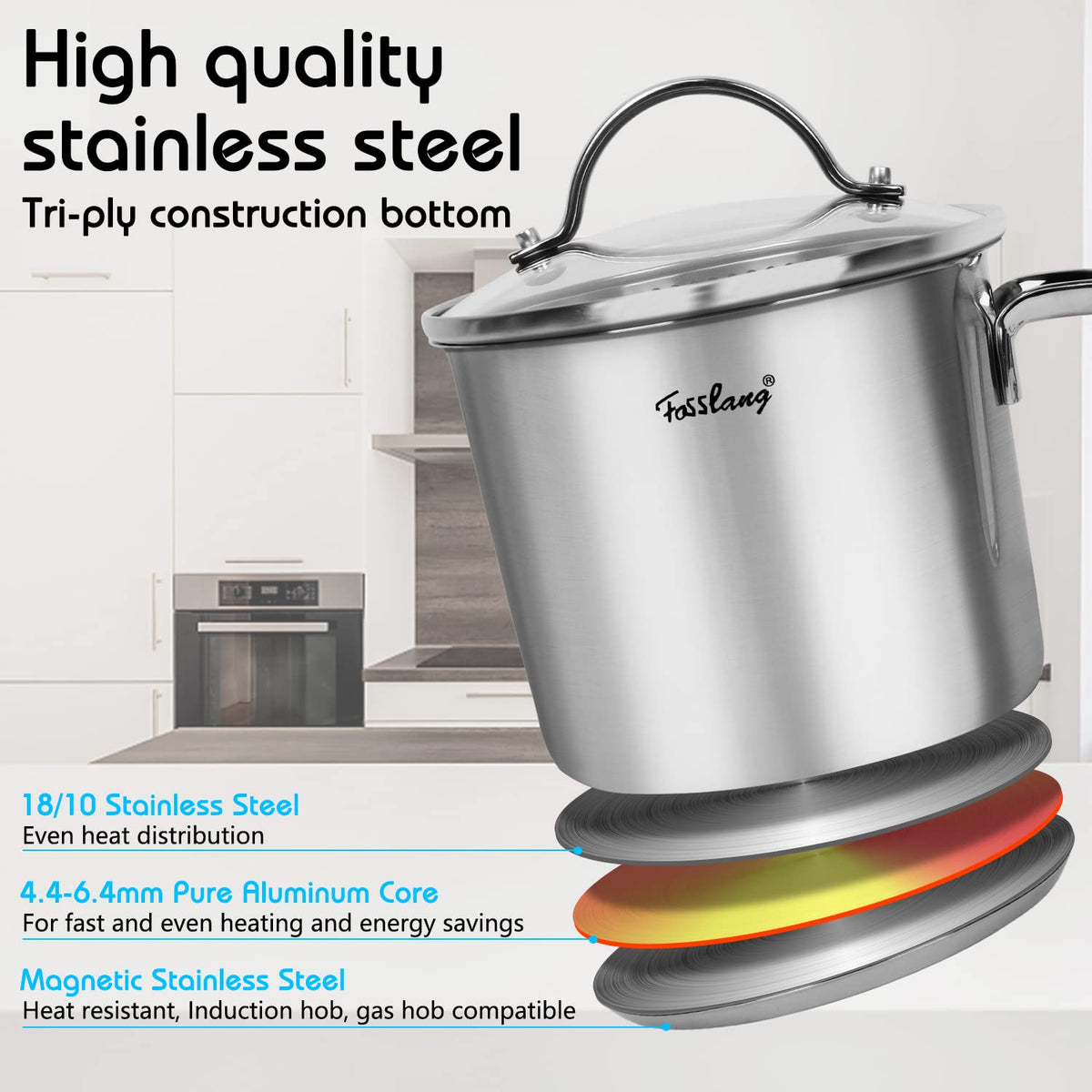 QUIENKITCH tri-ply base delivers even heating for sauces and gravies