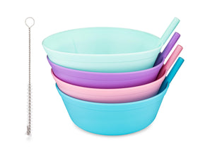 Quiet Book Club cereal bowls with built in straw for convenient sipping at snacks