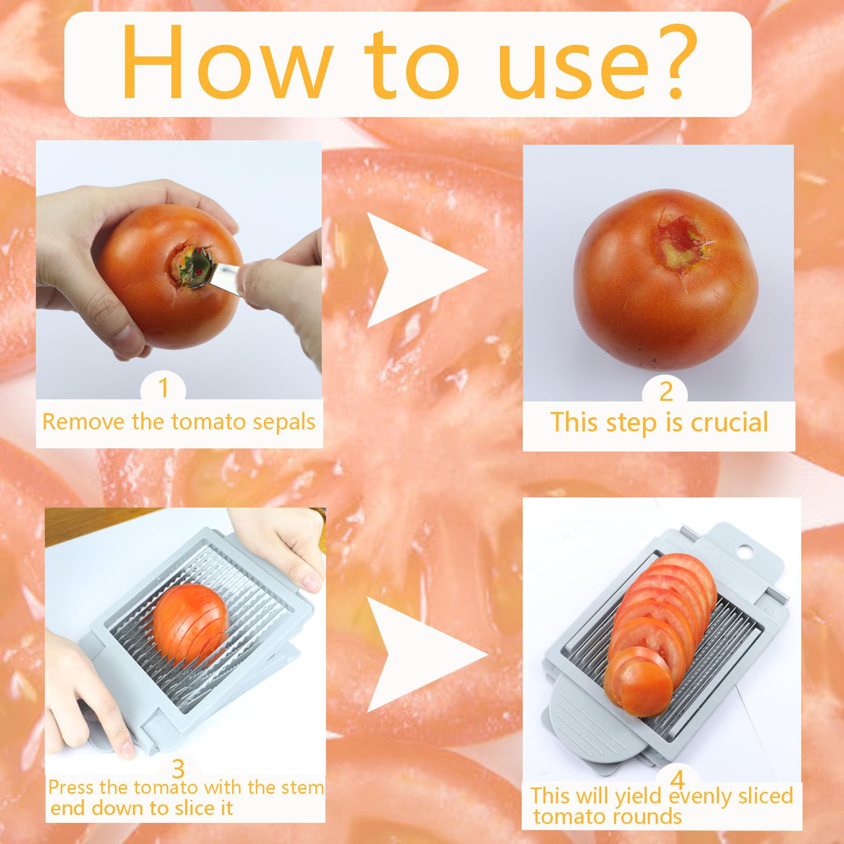 QUJIFETU tomato slicer vertical slicing structure for uniform cuts.