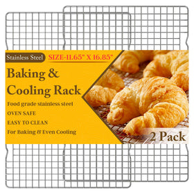 Qukaka 2pcs cooling racks full view showing sturdy stainless steel construction for even cooling
