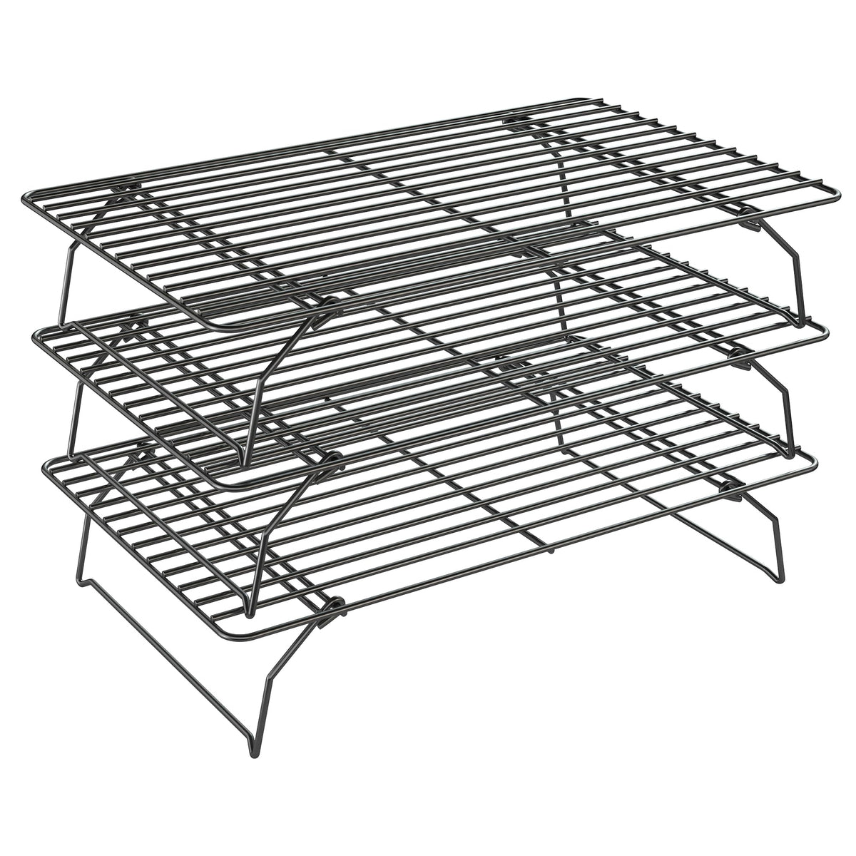 Qukaka 3 tier stackable cooling rack for batch cooling of cookies and pastries.