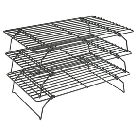 Qukaka 3 tier stackable cooling rack for batch cooling of cookies and pastries.