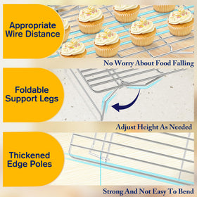 Qukaka 3-tier cooling rack dishwasher-safe enables quick cleanup after batches.